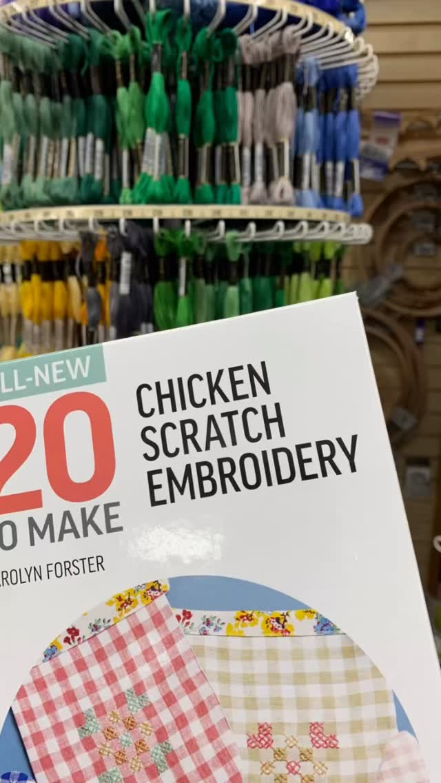 Excited that my local sewing shop @worldofsewing.uk made a whole window based on my latest book Chicken Scratch Embroidery 🤩🧵🪡 from @searchpress . How fun is that !