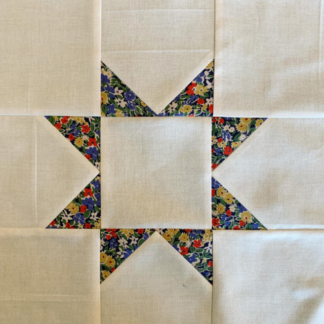 So tell me this isn’t the best block to use every last scrap of a precious favourite fabric ? 
You can use Stitch and Flip stitching, but if you don’t want to waste even a snippet, use a specialist HST cutting ruler for the triangles and only cut the background away when doing the S and F. 🤓🧵
#patchwork #wastenotwantnot #quiltingonthego #carolynforster #quiltblock