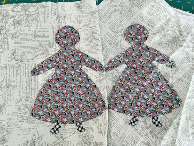 Having a big sort out and tidy up of my appliqués ready for a studio photo shoot next week with @searchpress 😆🧵🪡.
In the meantime I’ve then been distracted/re inspired by some projects! 
These ladies were on individual backgrounds, and now I’m wondering should they be standing together when I stitch more? Probably that was what stopped in the flow of this, I wasn’t happy with them on their own? Or the fact that that I felt it was as much about the shoes as the dresses? I might embroider them instead of applying them, or make the whole pattern bigger 🤷‍♀️.
Whatever you are stitching , have a good one ! 
#handappliqué #handstitching #handstitched #norush #carolynforster 

Some days I really need saving from myself 😂.